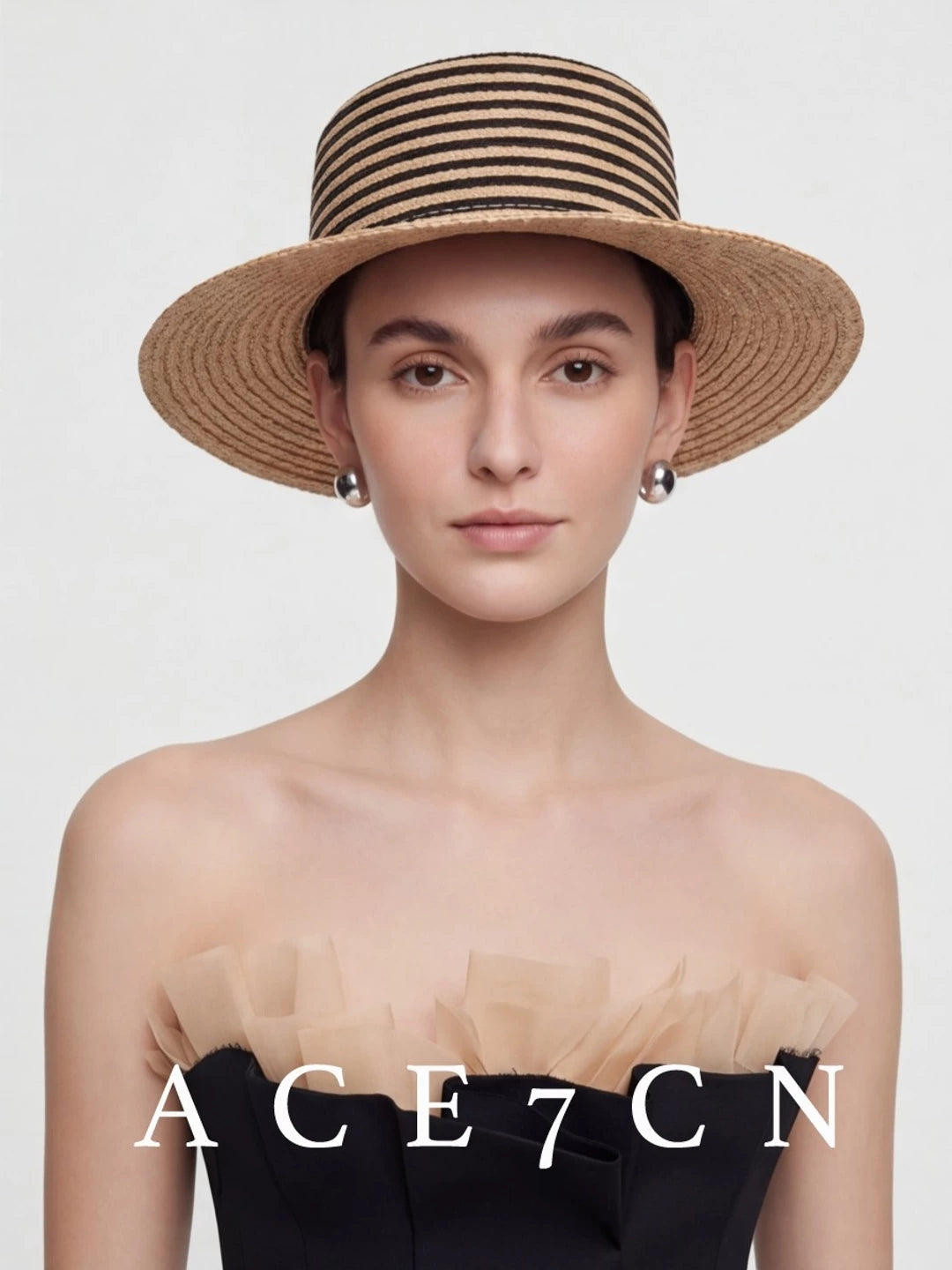 Striped Raffia Sun Hat — ACE7CN