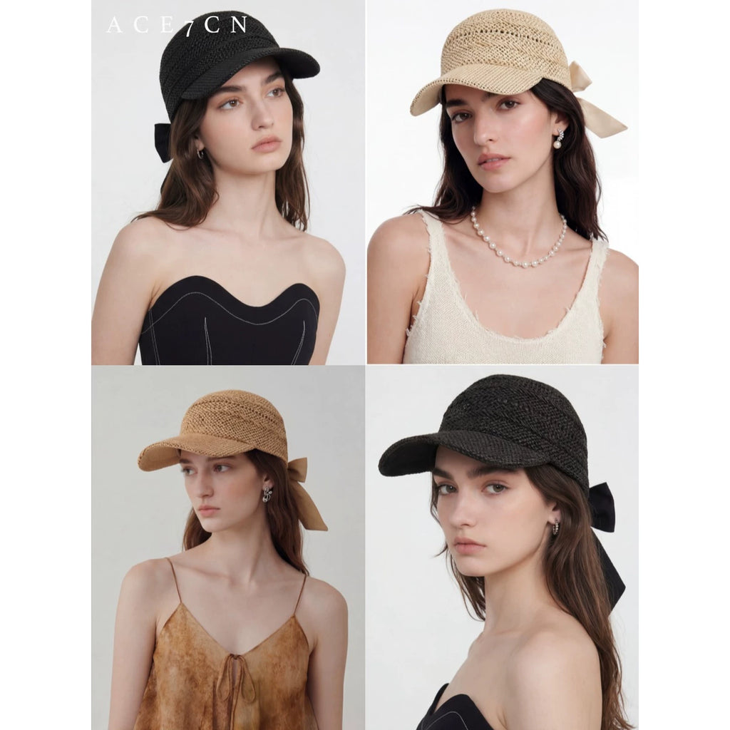 Openwork Paper-Straw Baseball Cap — ACE7CN