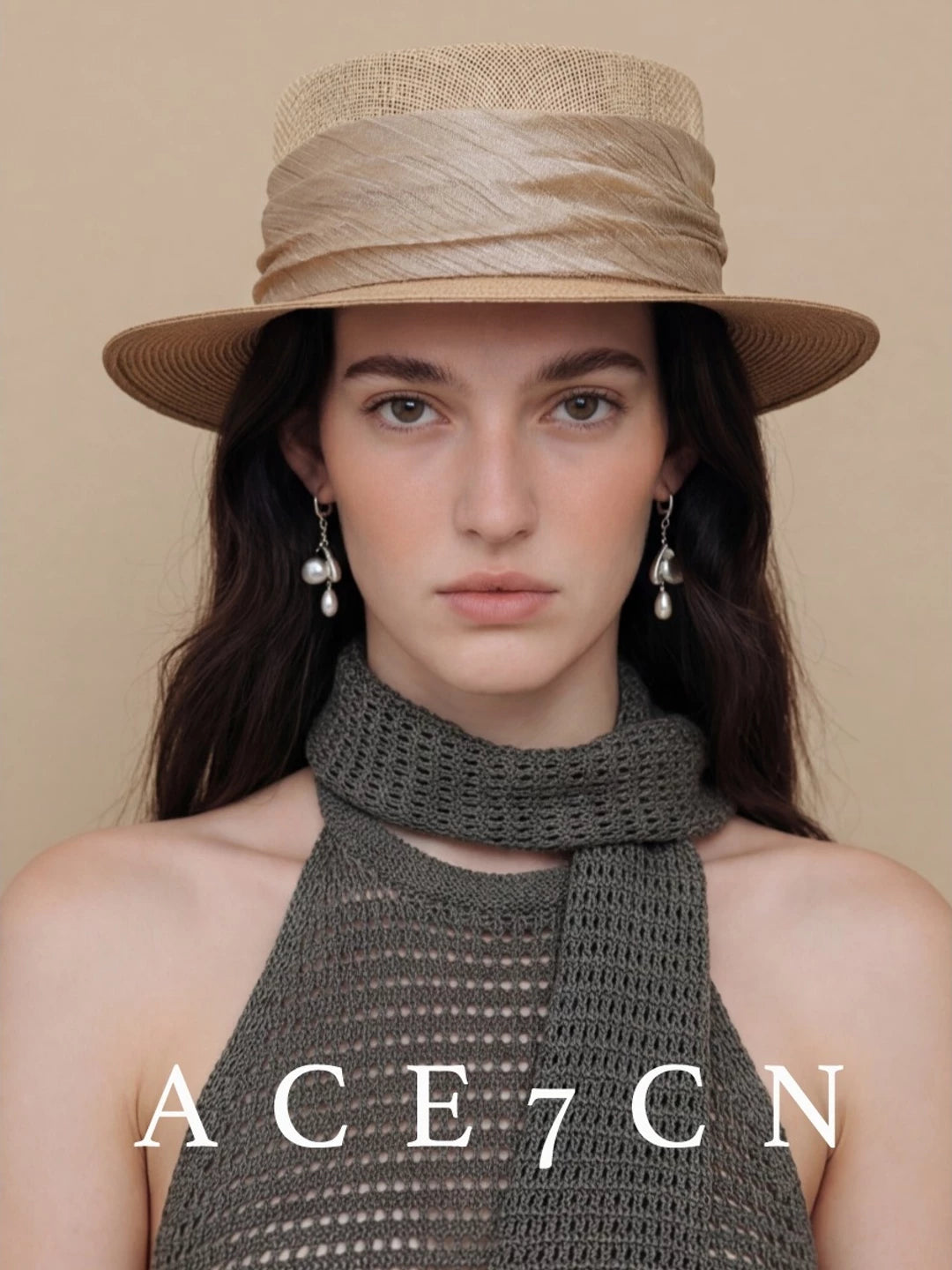 Wide-Brim Flat-Top Straw Boater — ACE7CN