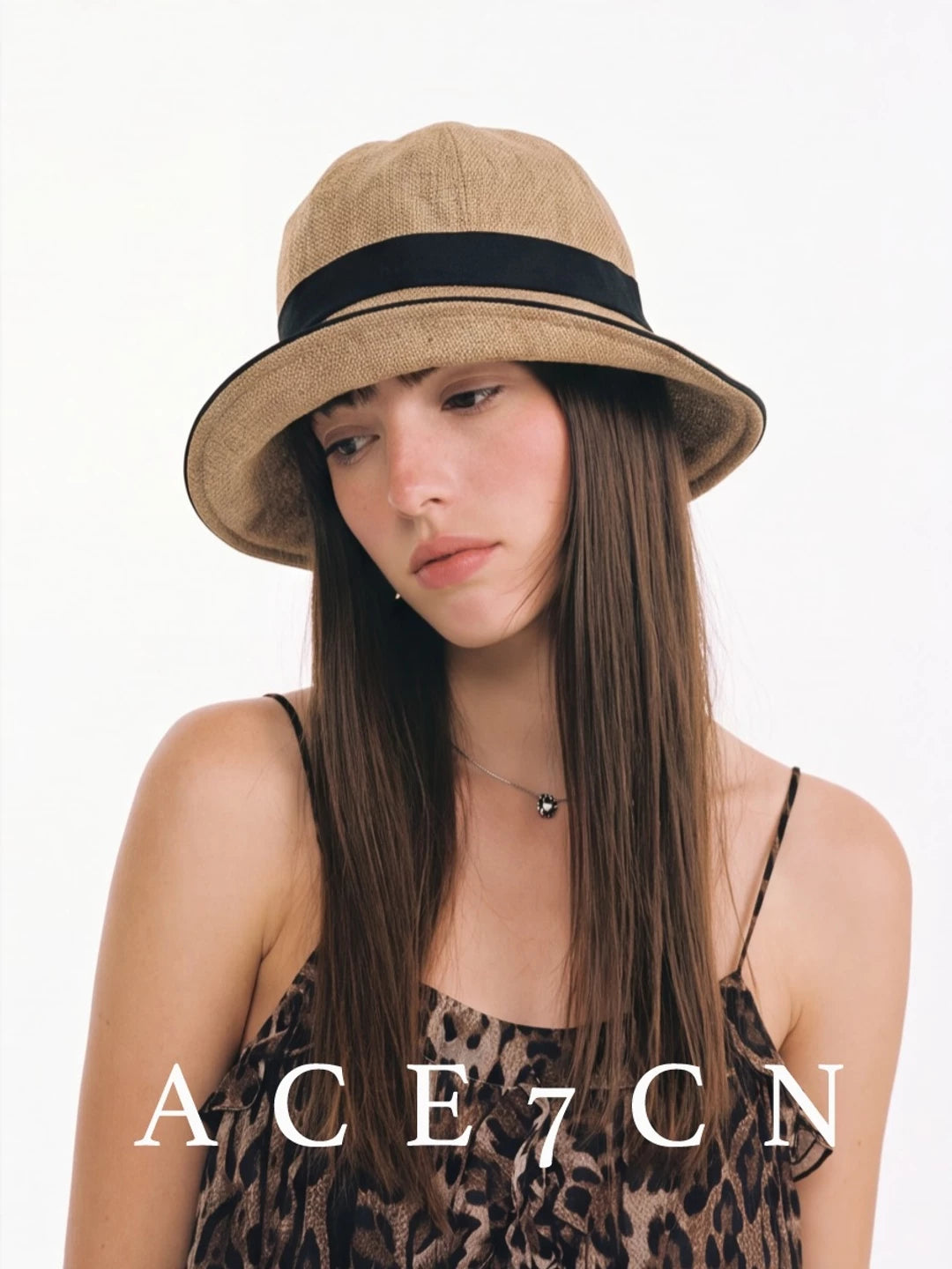 Riding-Peak Faux-Linen Bucket Hat — ACE7CN