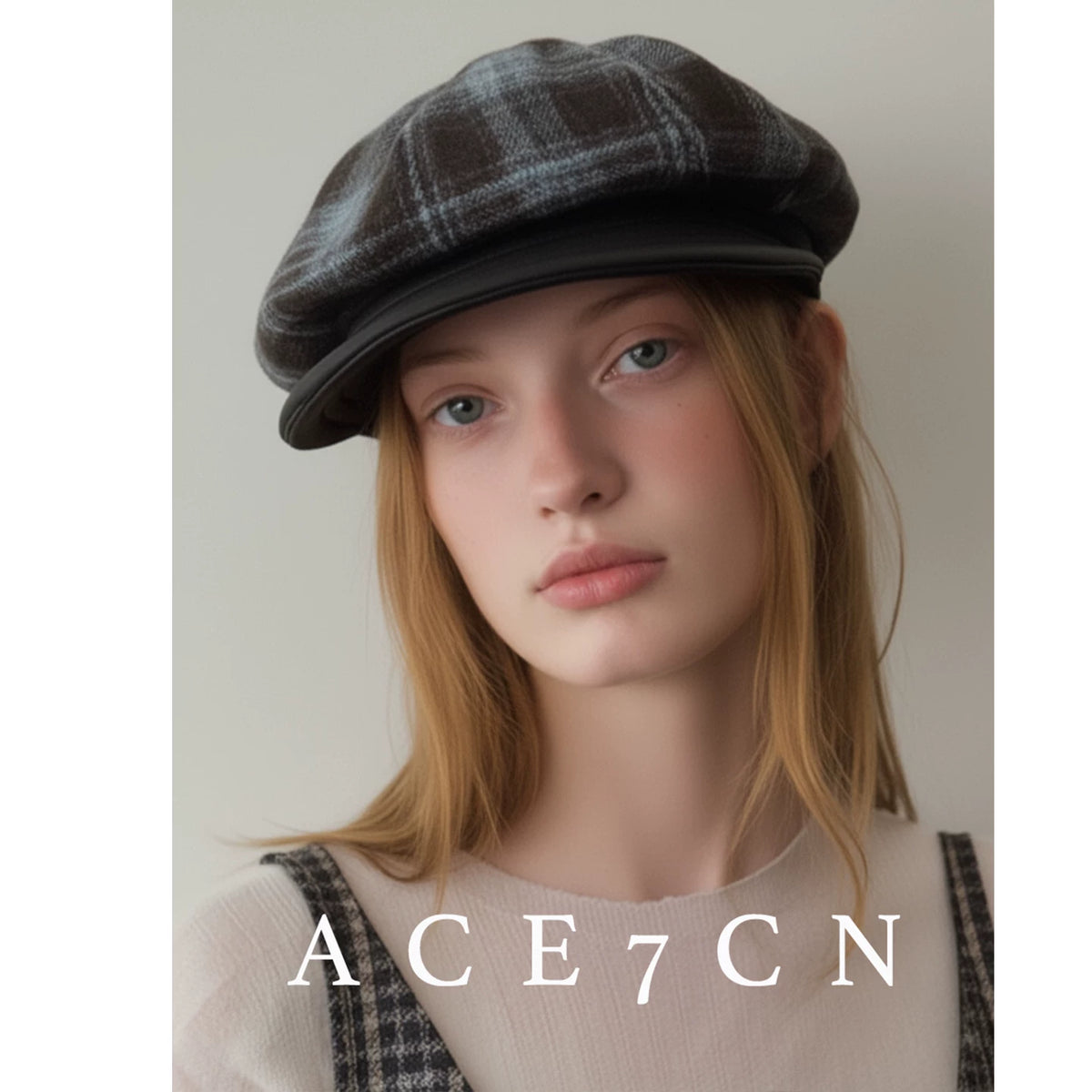 Plaid Octagonal Newsboy Cap — ACE7CN