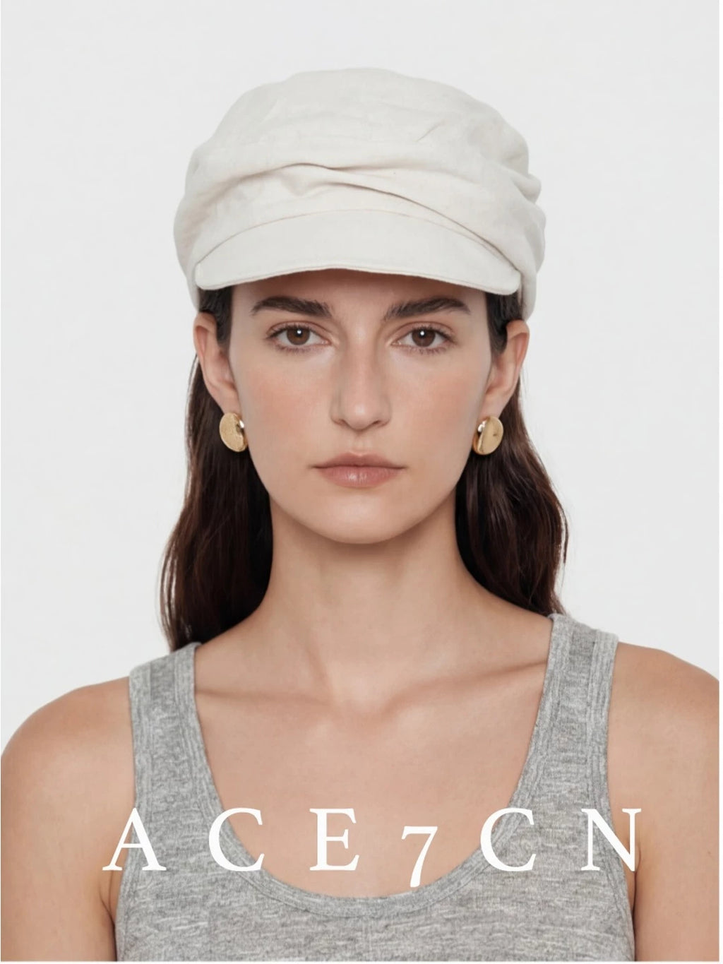 Pleated Linen Newsboy Cap — ACE7CN