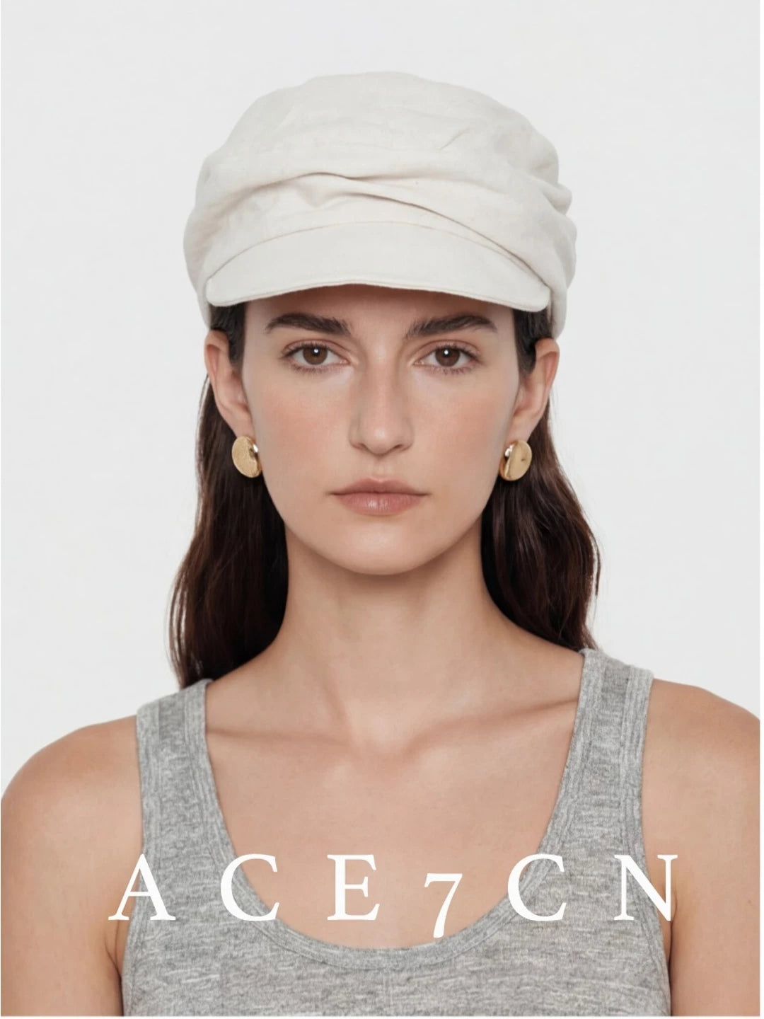 Pleated Linen Newsboy Cap — ACE7CN