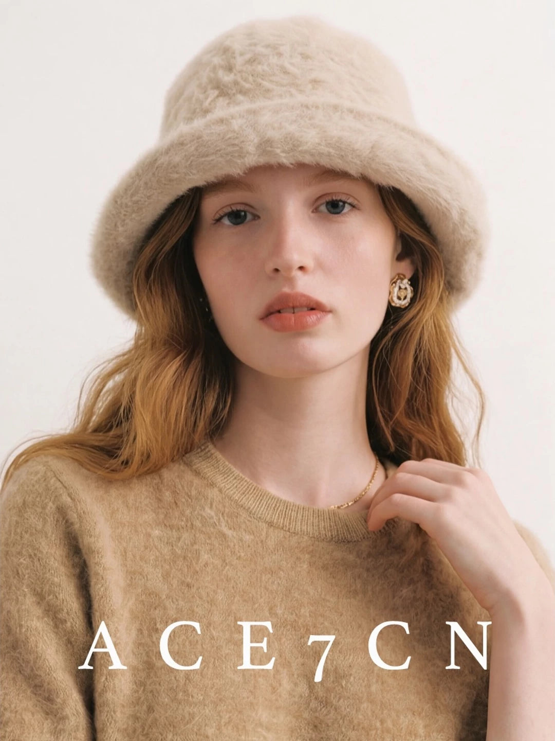 Nordic Relaxed Roll-Brim Bucket Hat Wool Dress Hat
