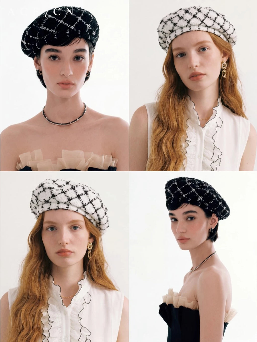 Plaid Tweed Beret — ACE7CN