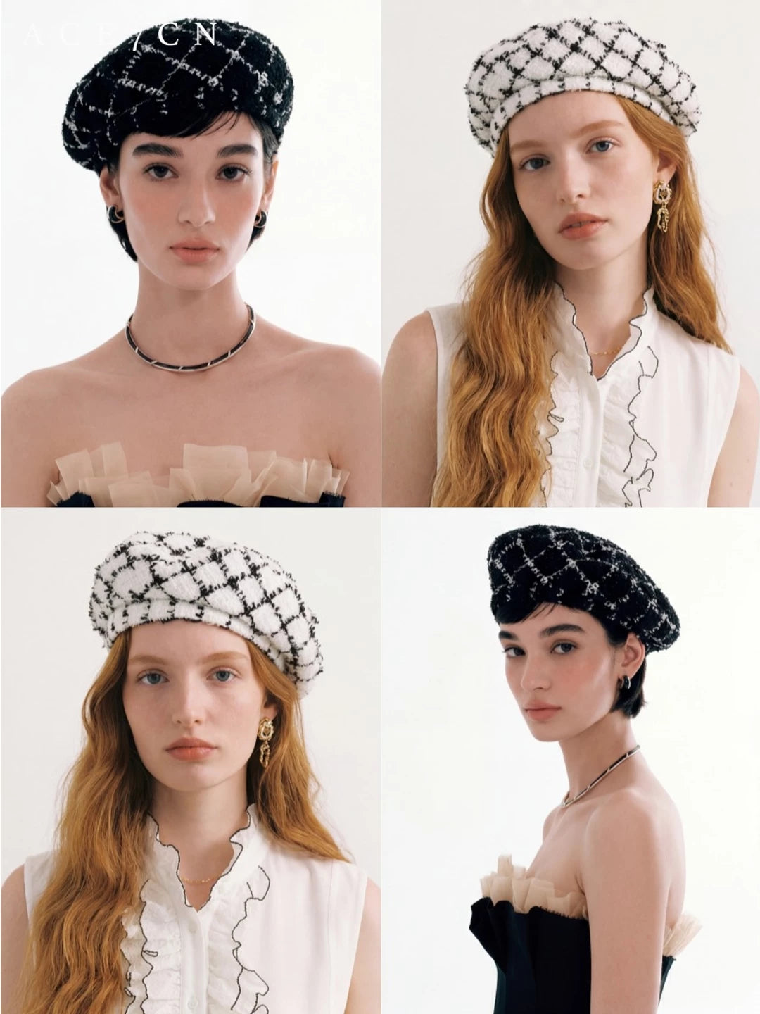Plaid Tweed Beret — ACE7CN