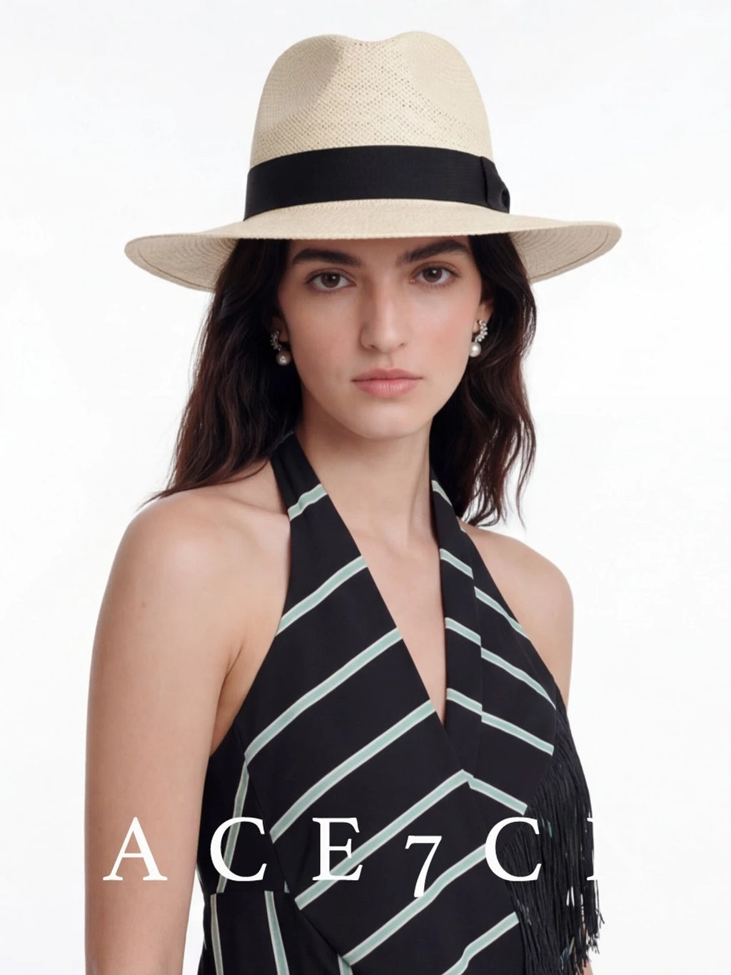 Structured Woven Straw Fedora — ACE7CN