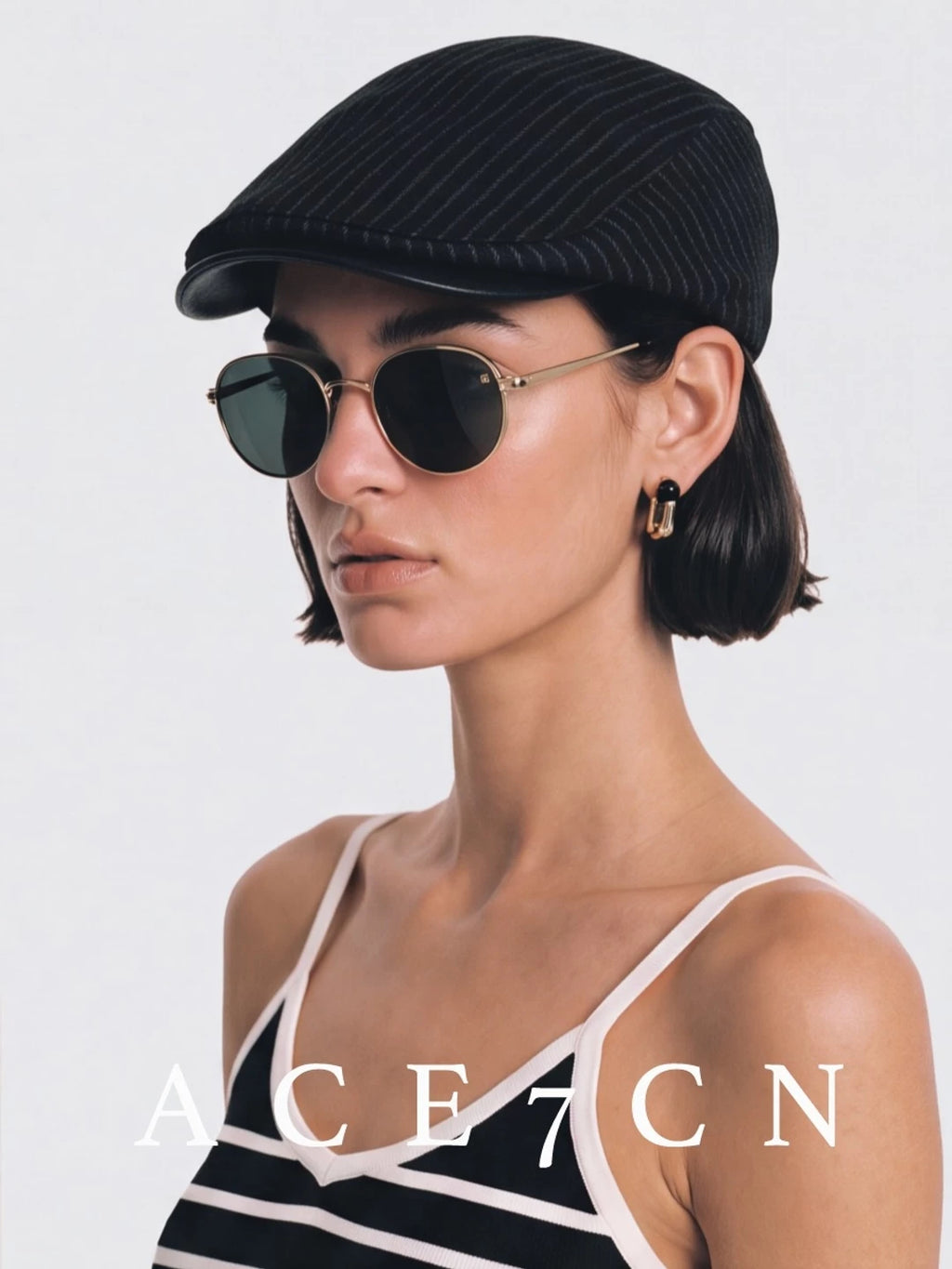 Fine-Stripe Flat Cap — ACE7CN