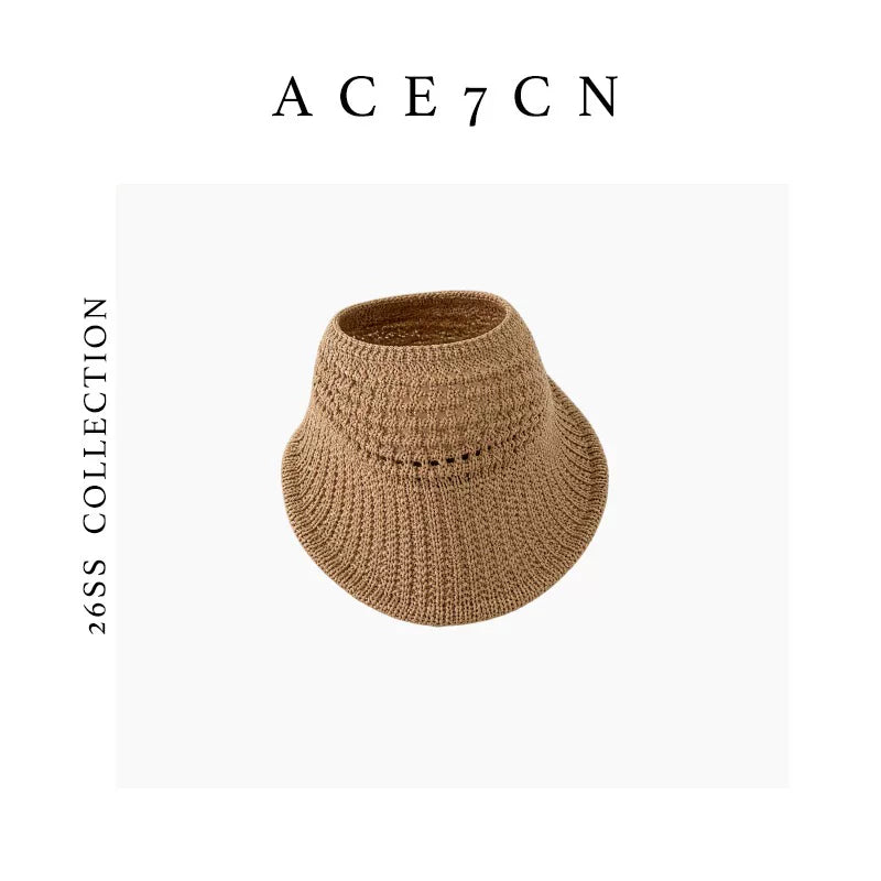 Openwork Woven Wide-Brim Visor — ACE7CN