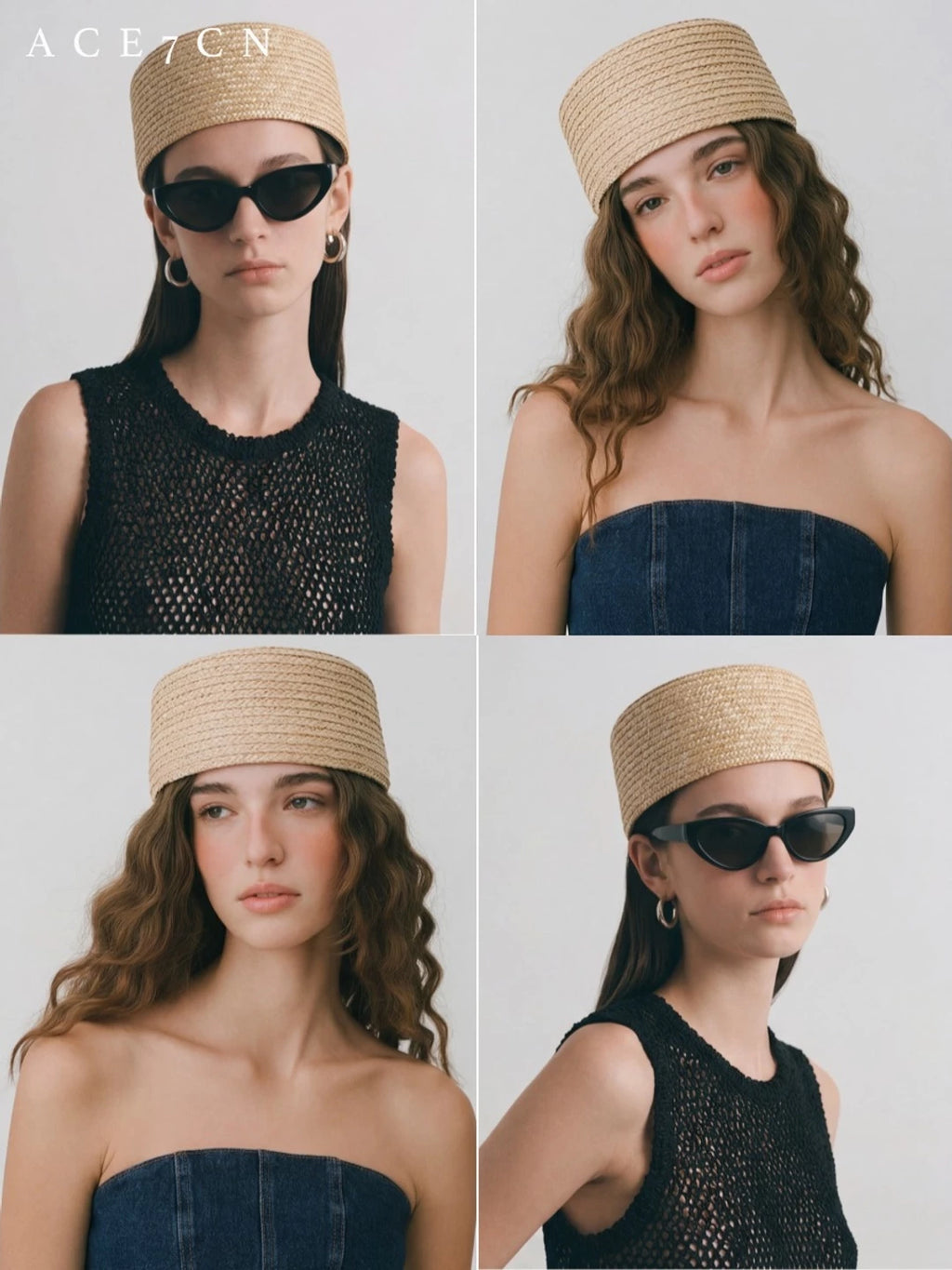 Multicolor Straw Pillbox Hat — ACE7CN