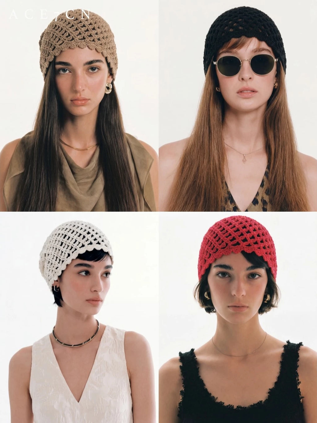 Openwork Hand-Crochet Beanie — ACE7CN