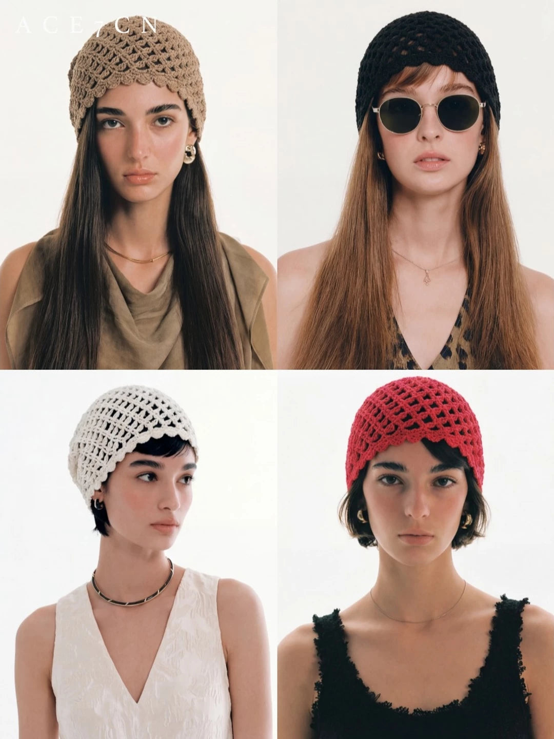 Openwork Hand-Crochet Beanie — ACE7CN