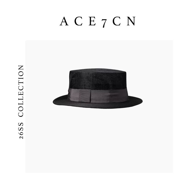 Color-Block Flat-Top Panama Hat — ACE7CN