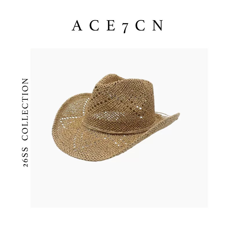 Openwork Straw Cowboy Hat — ACE7CN