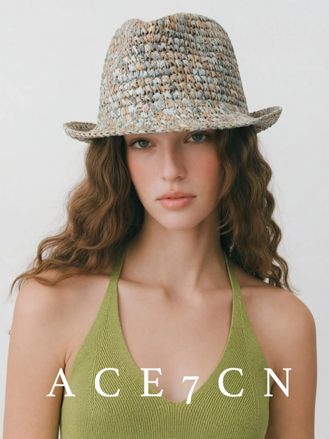 Multicolor Crochet Straw Fedora — ACE7CN