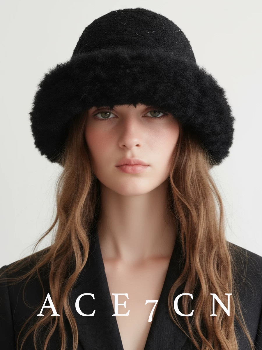 Glitter Tweed Plush Bucket Hat — ACE7CN