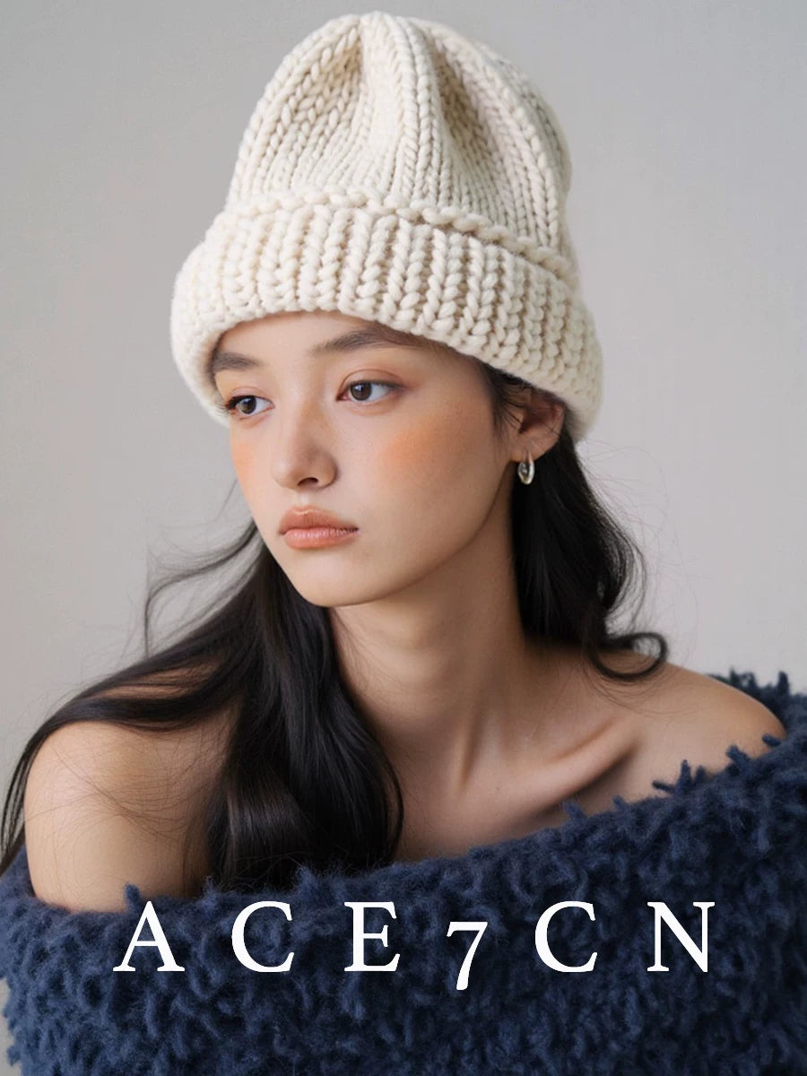 Chunky-Knit Wool Beanie — ACE7CN