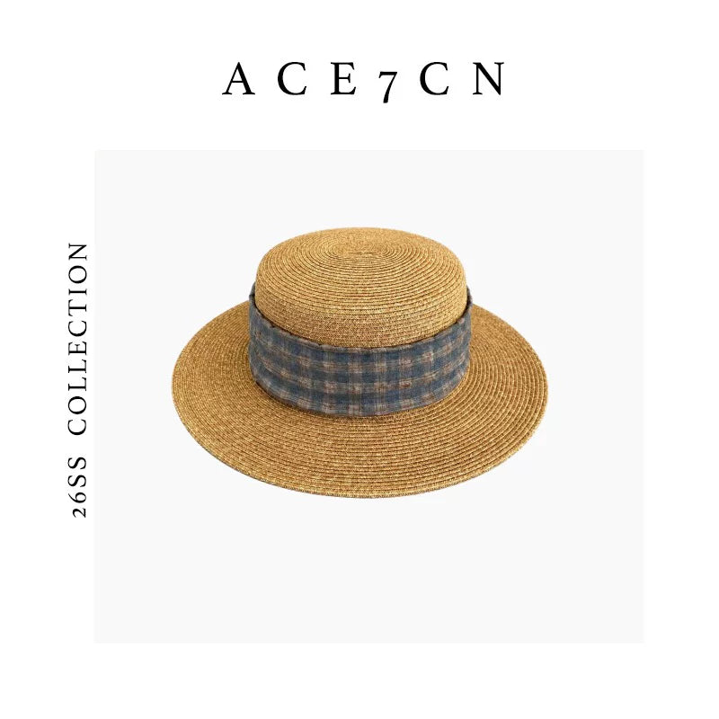 Plaid Straw Fedora — ACE7CN