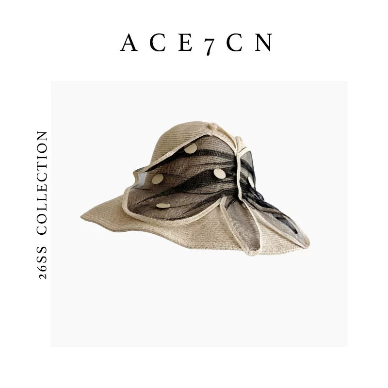 Sequin-Wing Straw Bucket Hat — ACE7CN