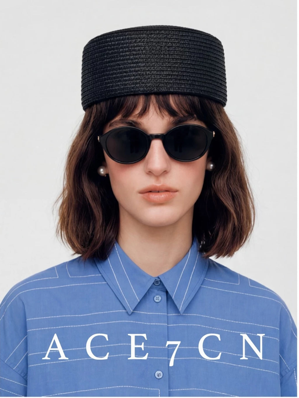 Round Straw Pillbox Hat — ACE7CN