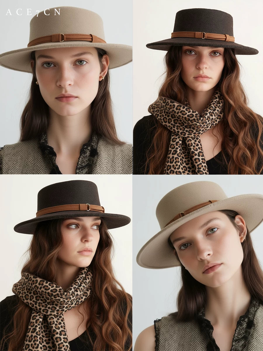 Buckle-Belt Wool Panama Hat — ACE7CN