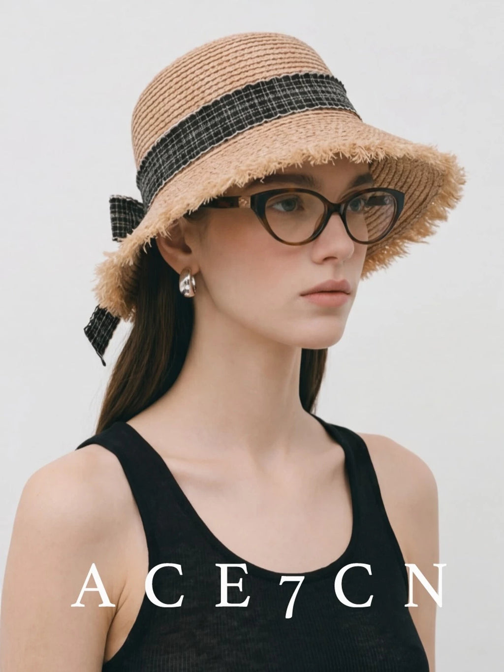 Bow-Detail Raffia Sun Hat — ACE7CN