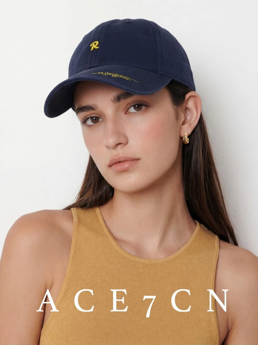 Embroidered Soft-Crown Denim Baseball Cap — ACE7CN