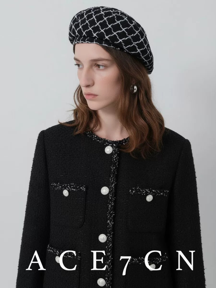 Checked Tweed Painter Beret — ACE7CN