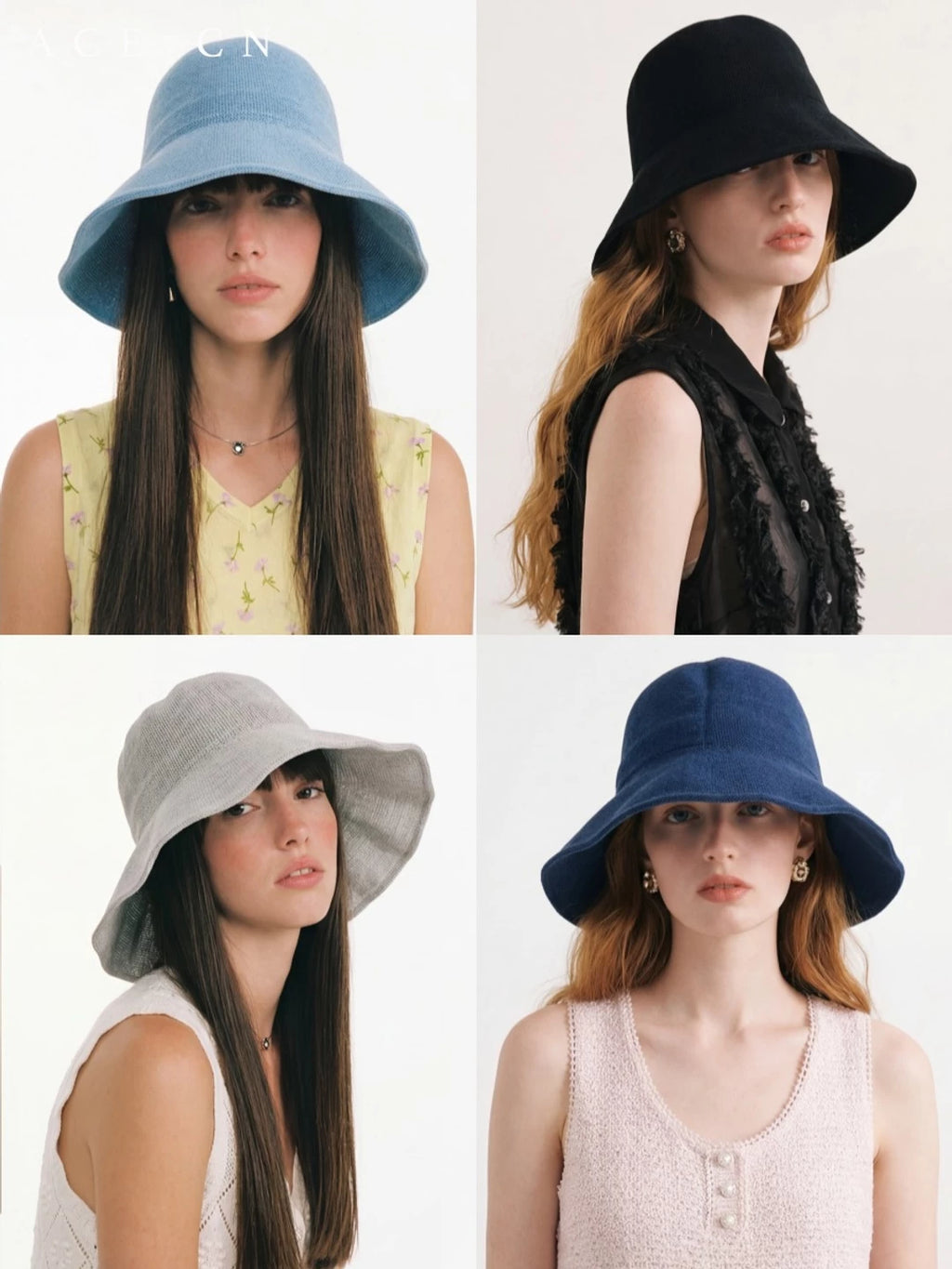 Lyocell Crochet Wide-Brim Bucket Hat — ACE7CN