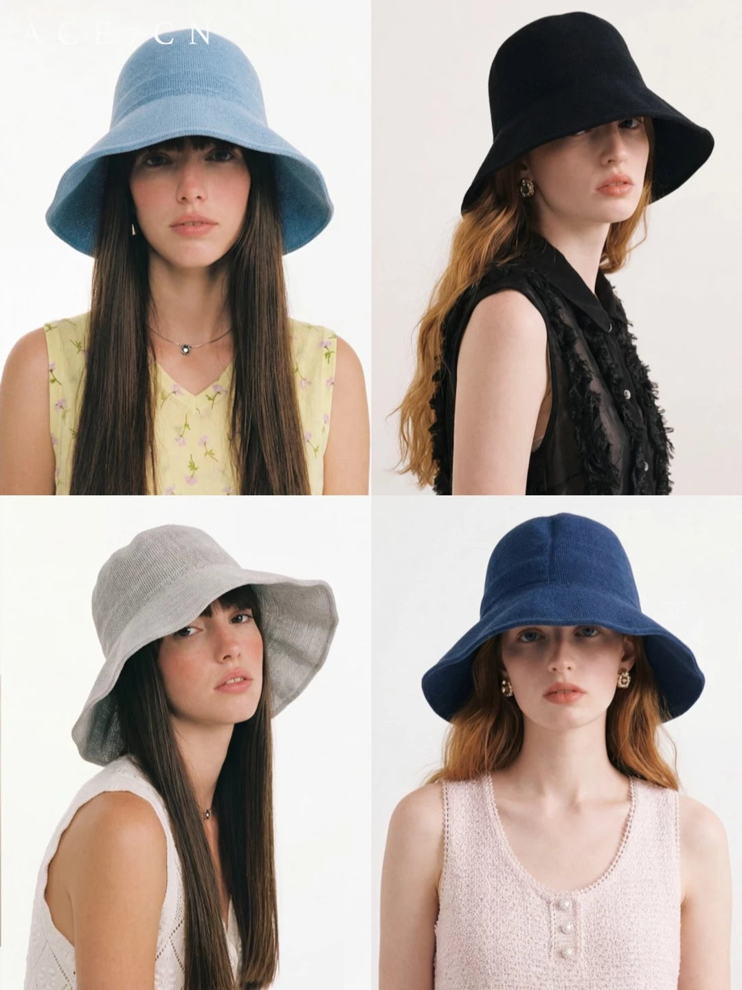 Lyocell Crochet Wide-Brim Bucket Hat — ACE7CN
