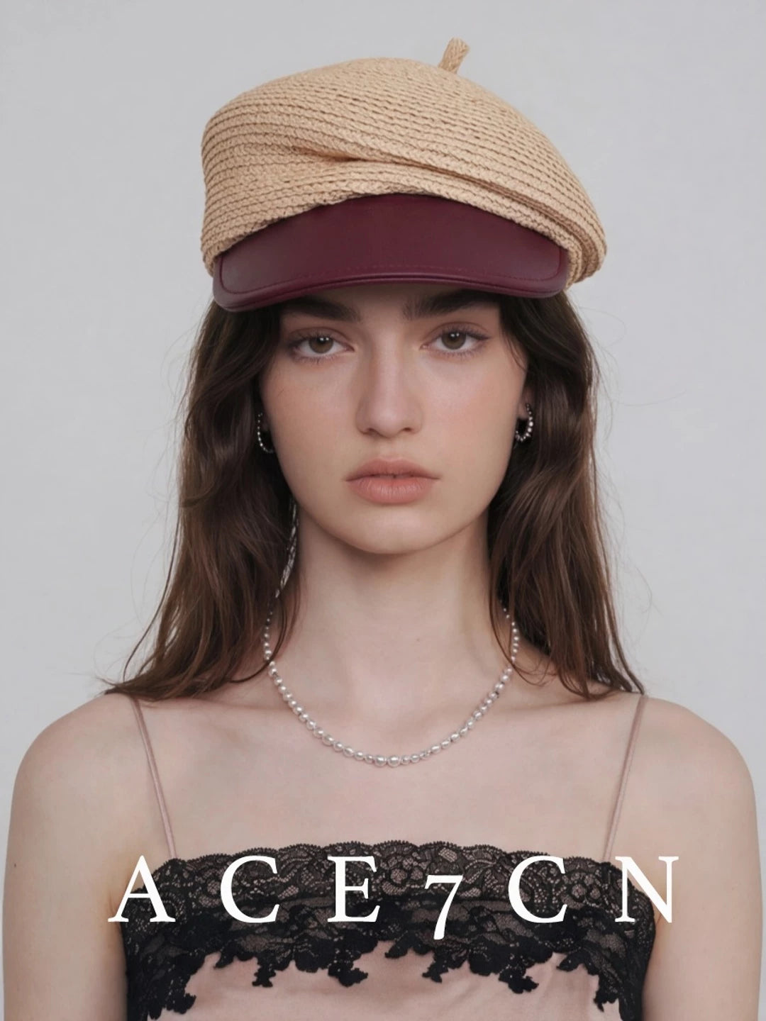 Two-Tone Raffia Equestrian Cap — ACE7CN