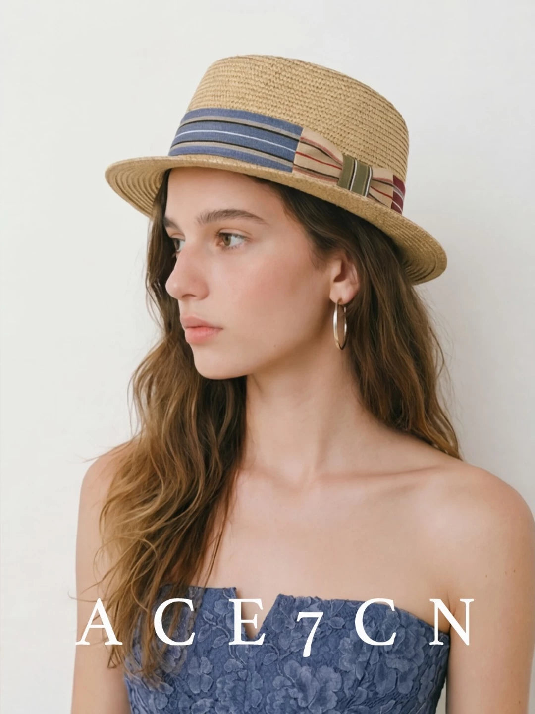 Striped-Band Straw Fedora — ACE7CN