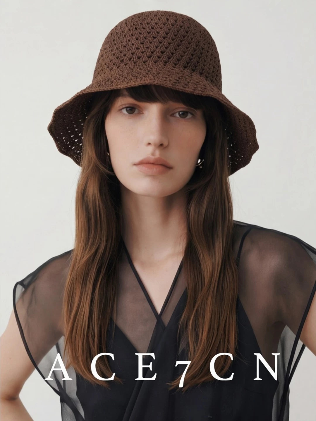 Foldable Openwork Straw Bucket Hat — ACE7CN