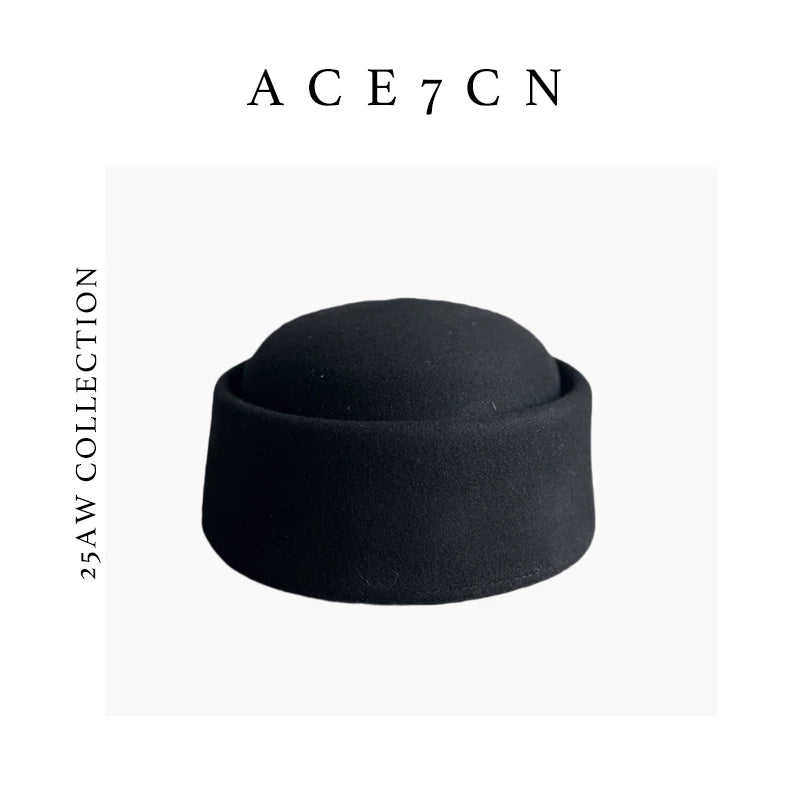 Brimless Domed Wool Pillbox Hat — ACE7CN