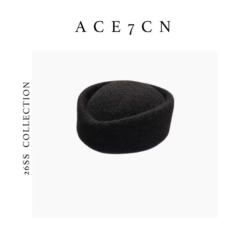 Round Wool-Blend Pillbox Hat — ACE7CN