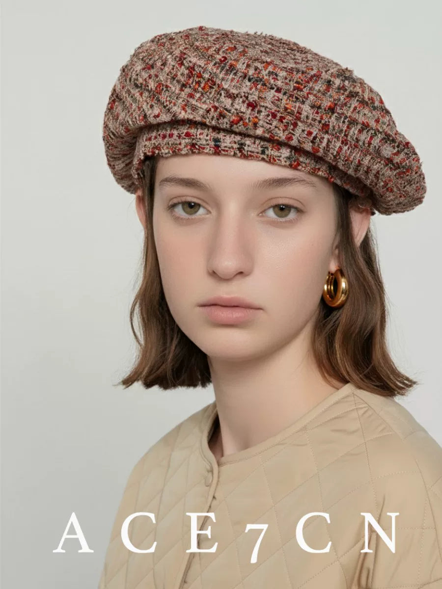 Checked Tweed Painter Beret — ACE7CN