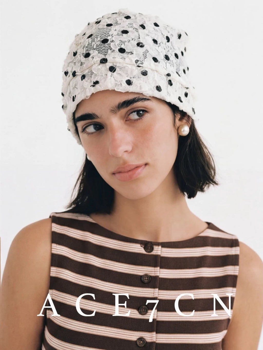 Petal-Pleat Polka-Dot Turban Hat — ACE7CN