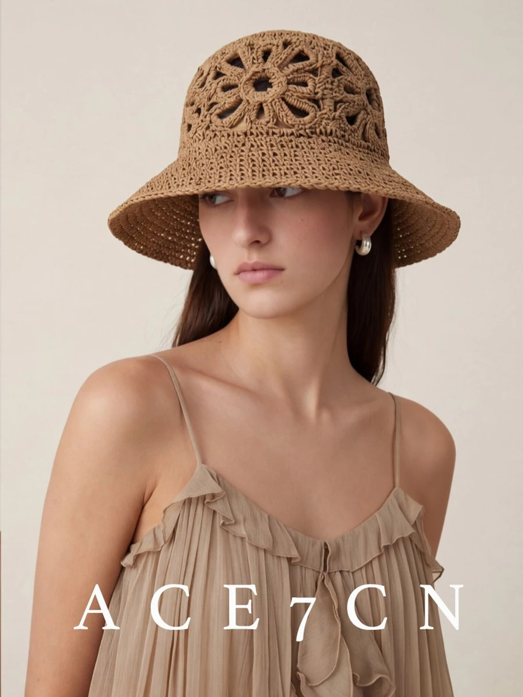 Airy Openwork Straw Bucket Hat — ACE7CN