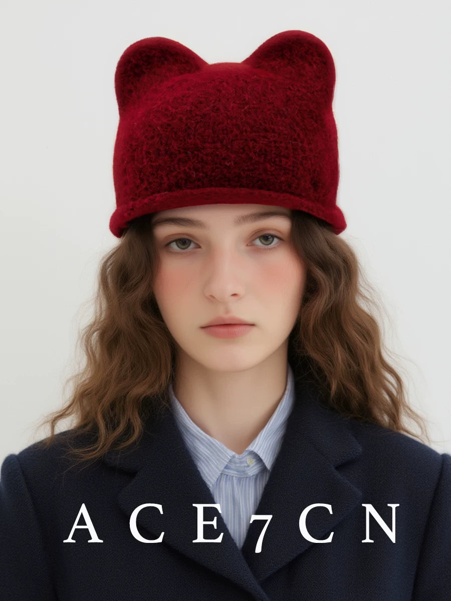 Cat-Ear Knit Ear-Flap Beanie — ACE7CN