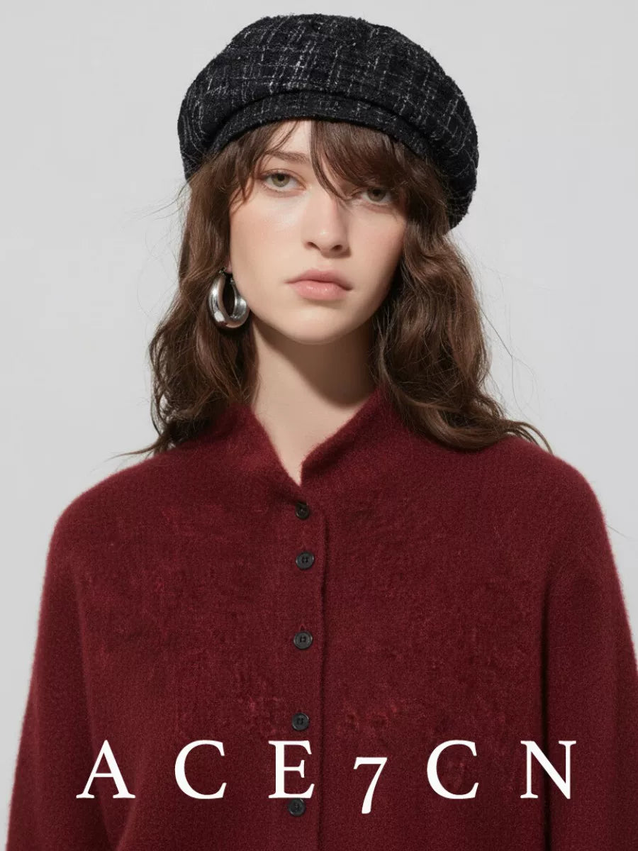 British Classic Tweed Beret Women Autumn-Winter Face-Slimming