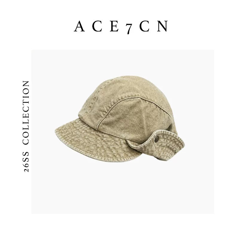 Sand-Washed Ear-Flap Riding Cap — ACE7CN