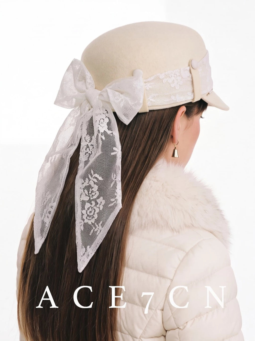 Japanese Niche 100 Wool Riding Hat Lace Bow