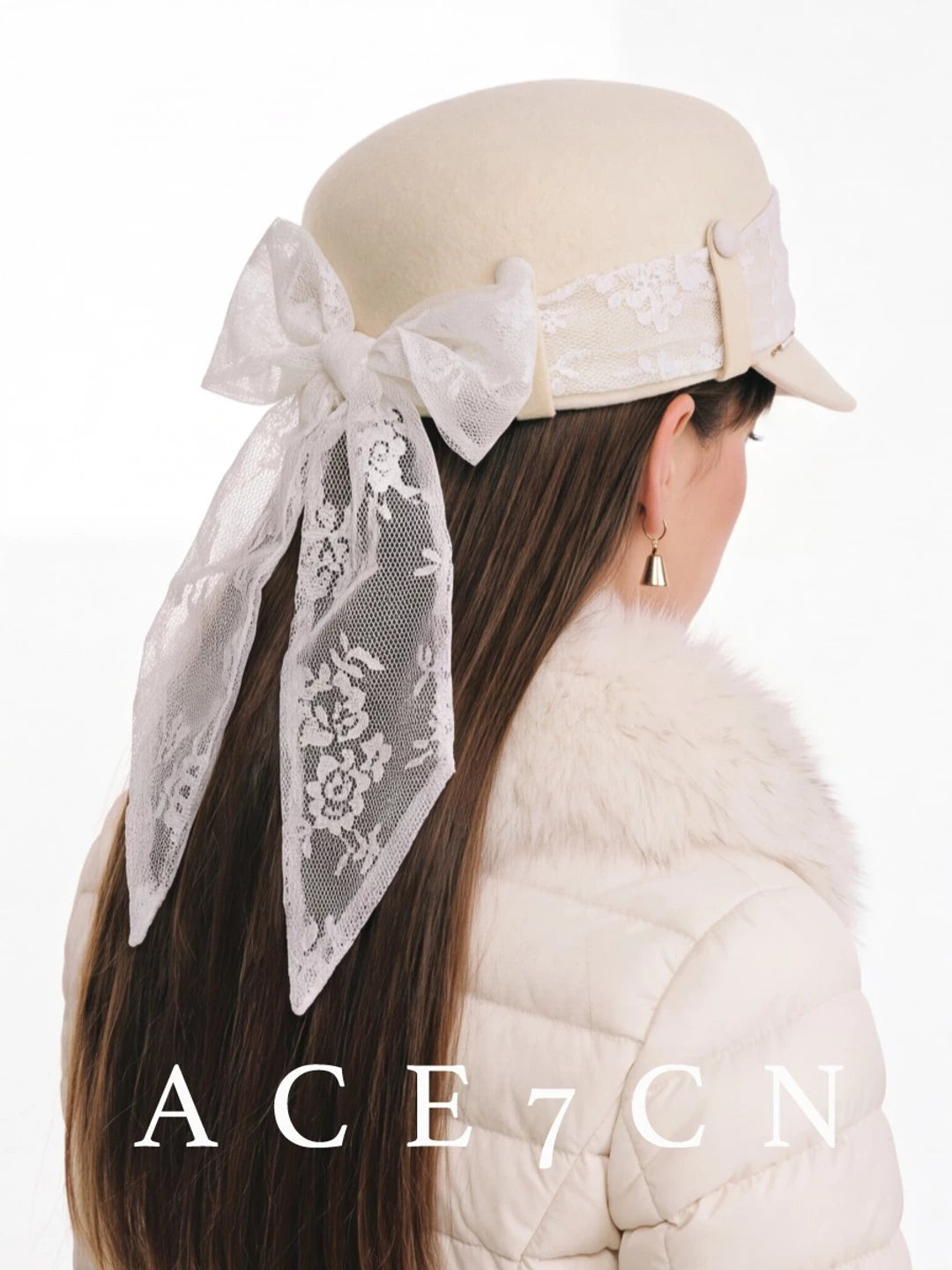 Japanese Niche 100 Wool Riding Hat Lace Bow