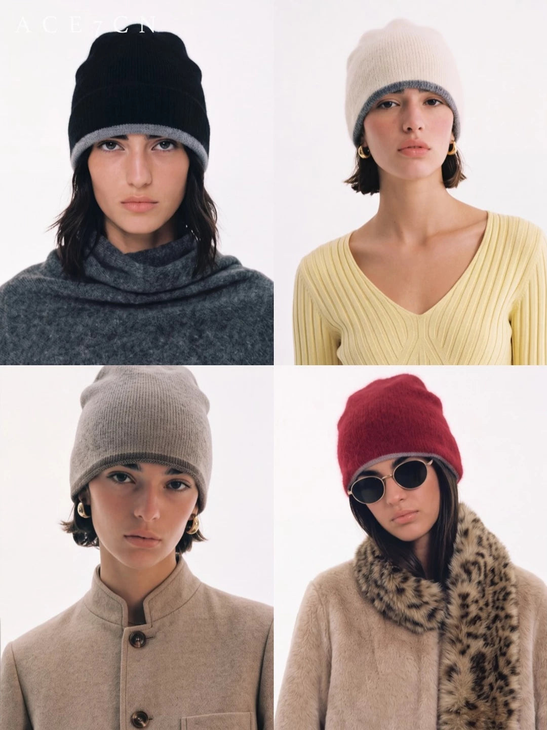 Two-Tone Minimalist Knit Beanie — ACE7CN