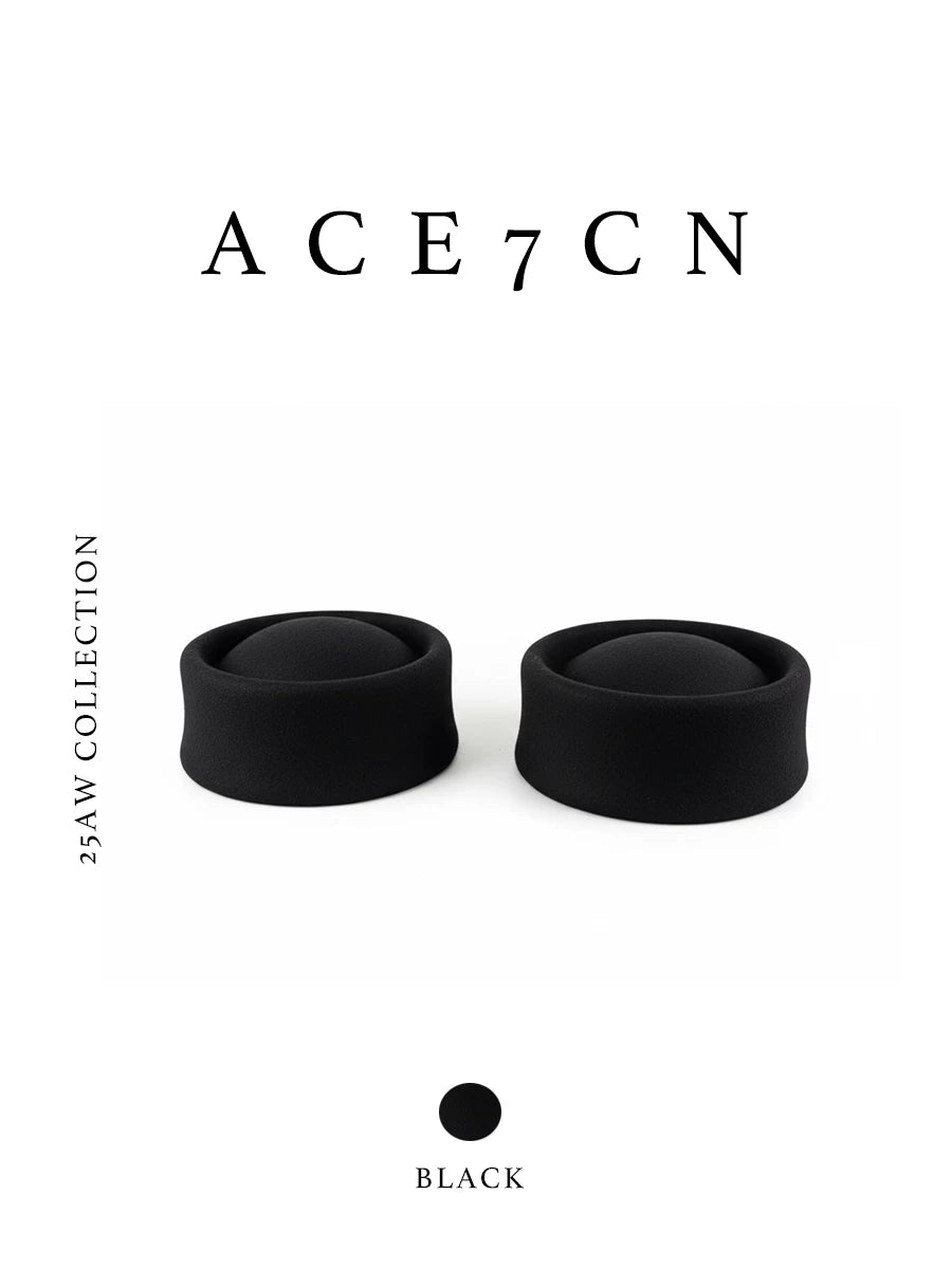 Round-Crown Wool Pillbox Hat — ACE7CN