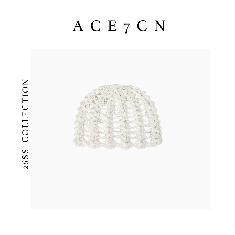 Shimmer Openwork Woven Head Scarf Hat — ACE7CN