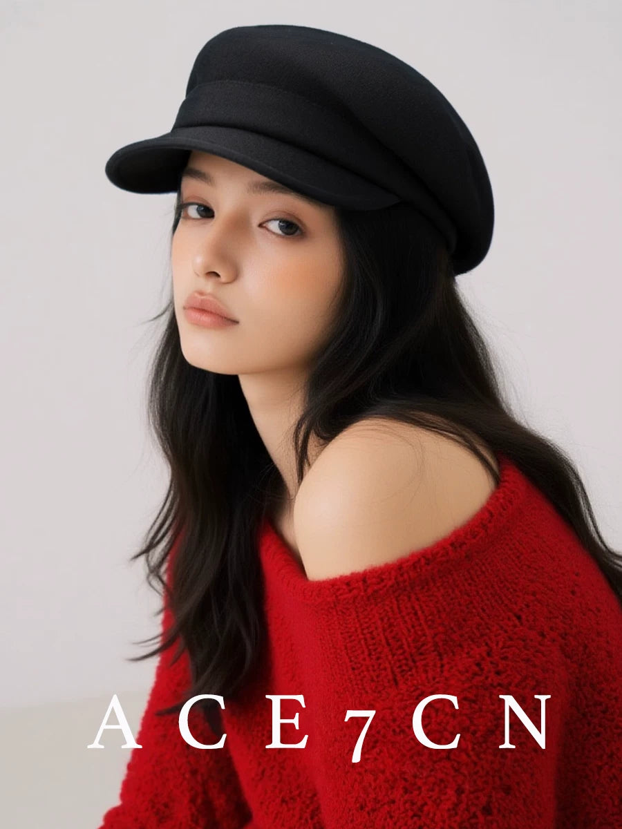 Octagonal Wool Newsboy Cap — ACE7CN