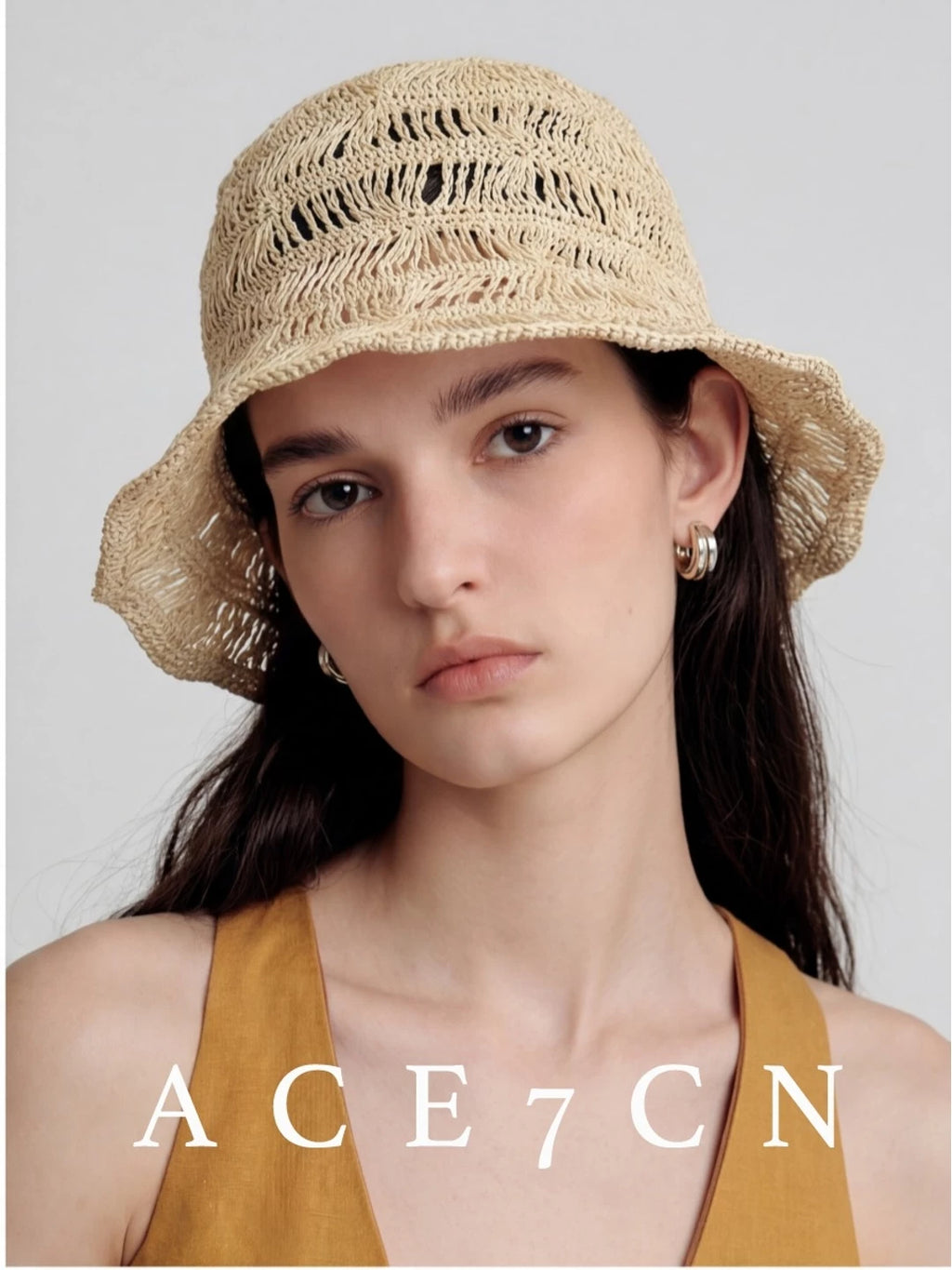 Lightweight Openwork Straw Bucket Hat — ACE7CN