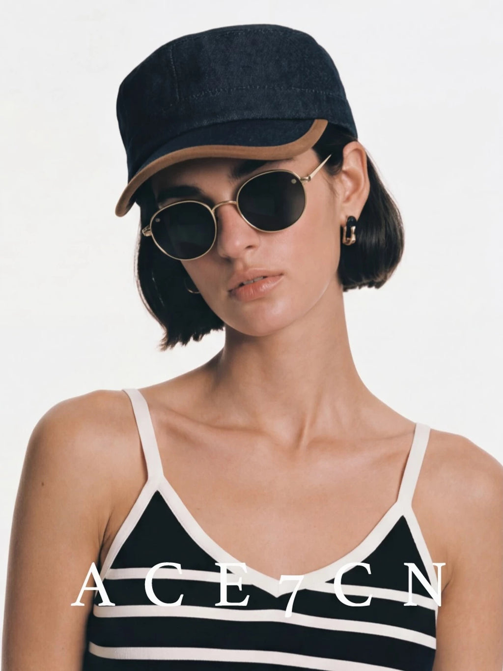 Blue Distressed Denim Riding Cap — ACE7CN
