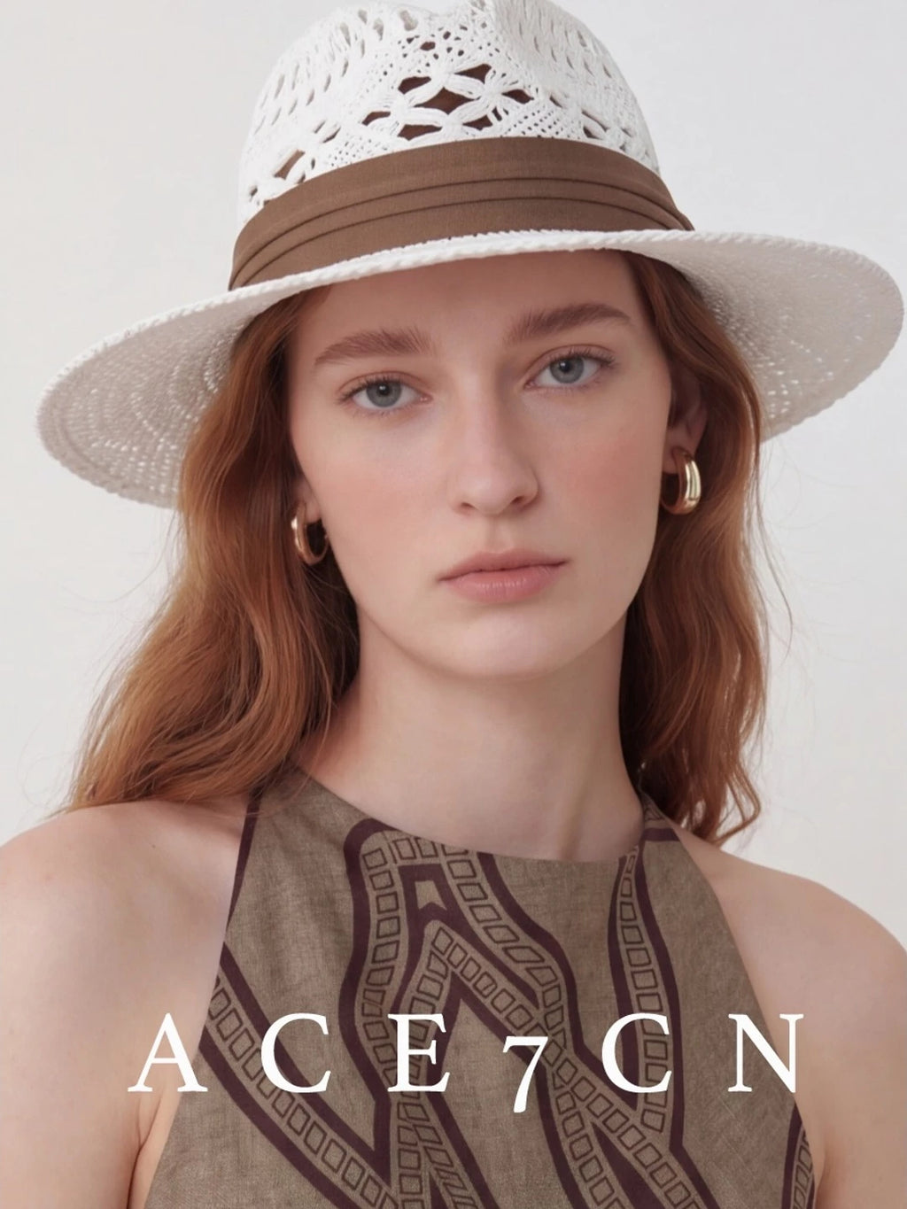 Openwork Hand-Woven Straw Fedora — ACE7CN